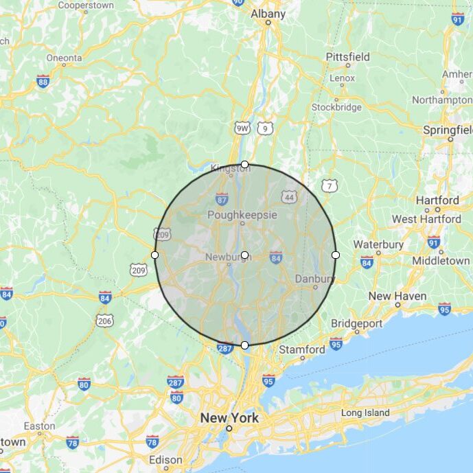 Highlighted circle around New York region